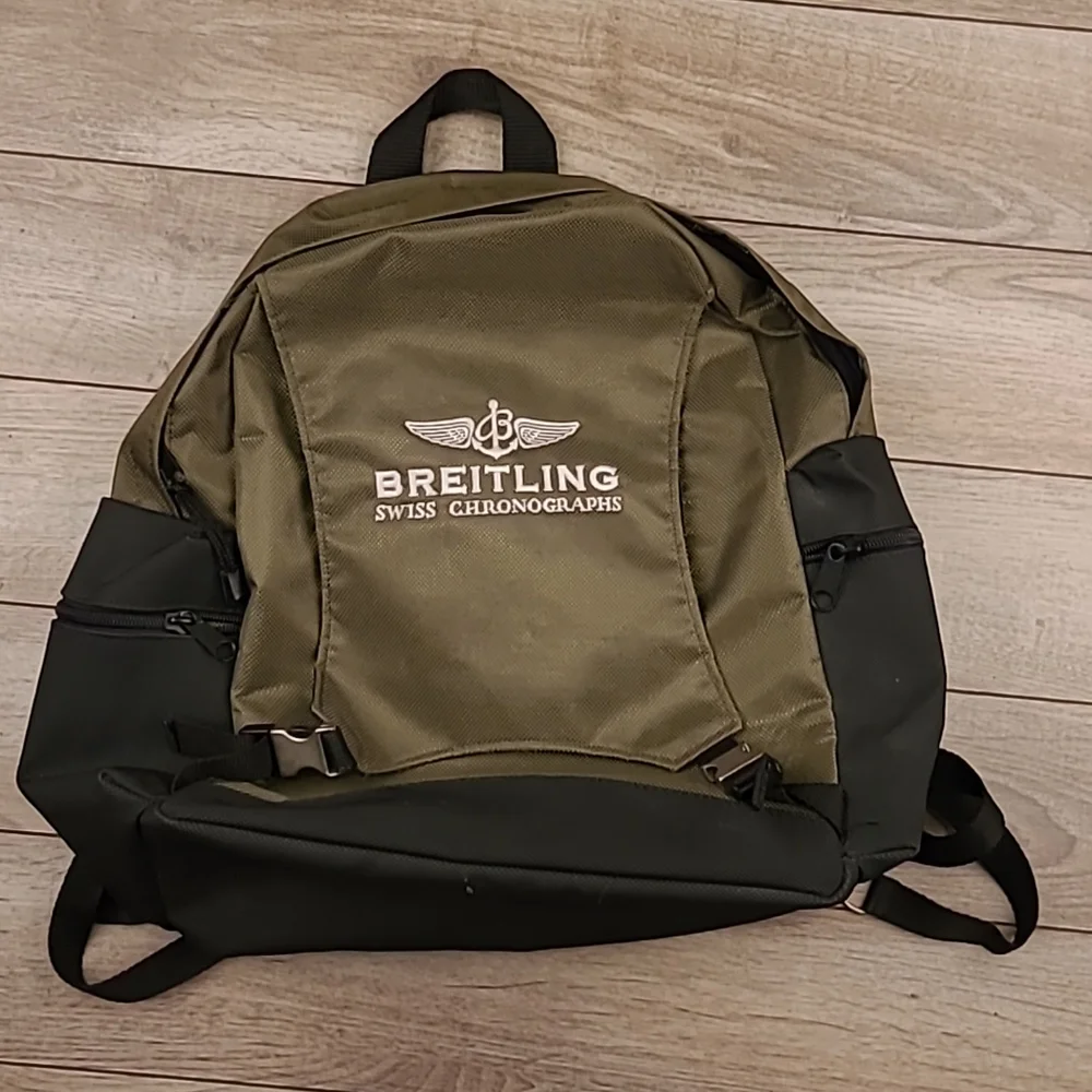 BREITLING Swiss Chronographs Watch Green Black Classic Backpack Bag